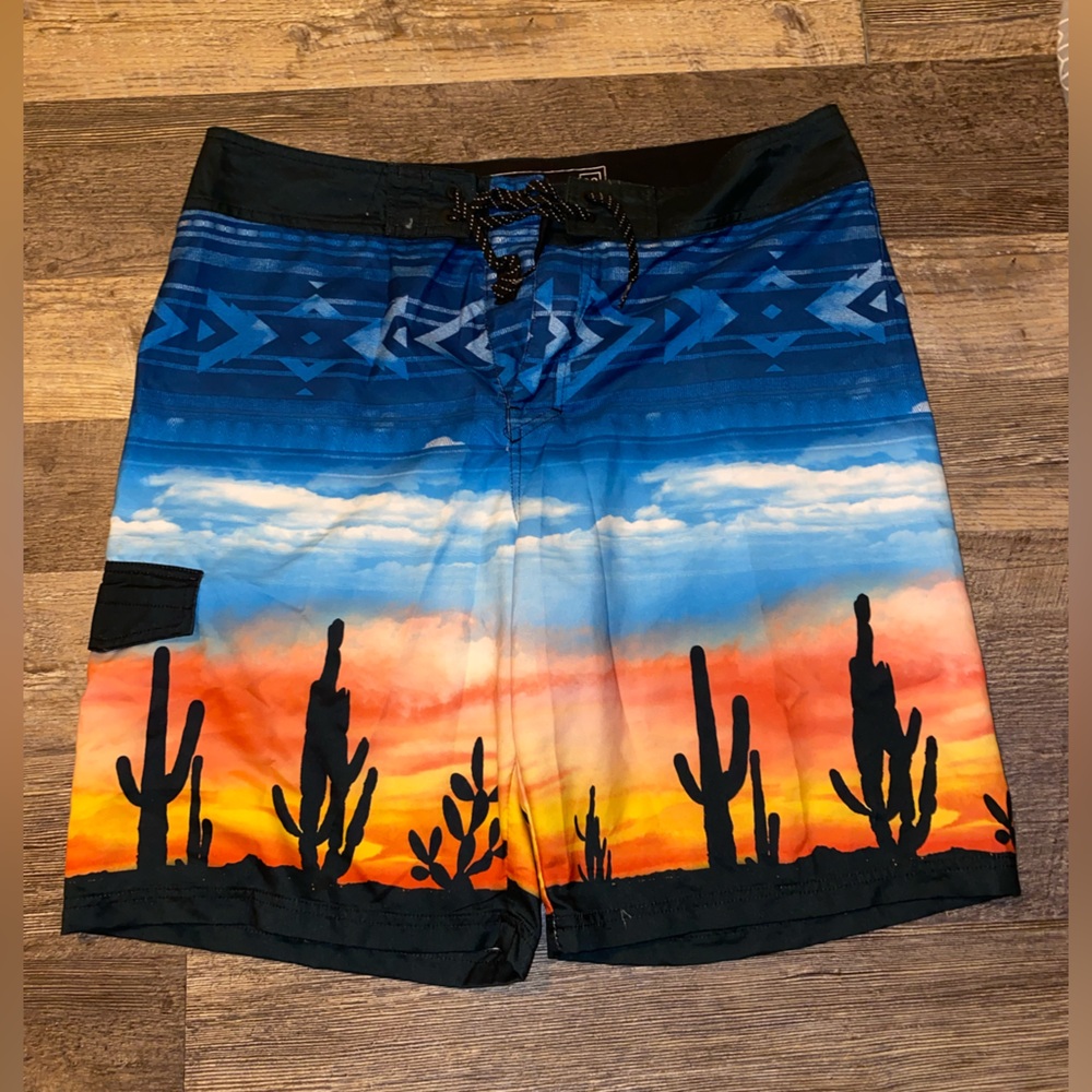 Ocean Current Blue and Black Board Shorts